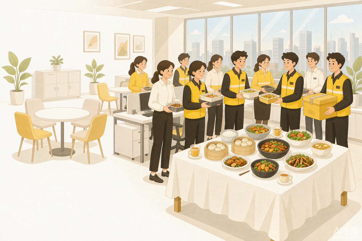 美乐饭企业团餐配送到办公室